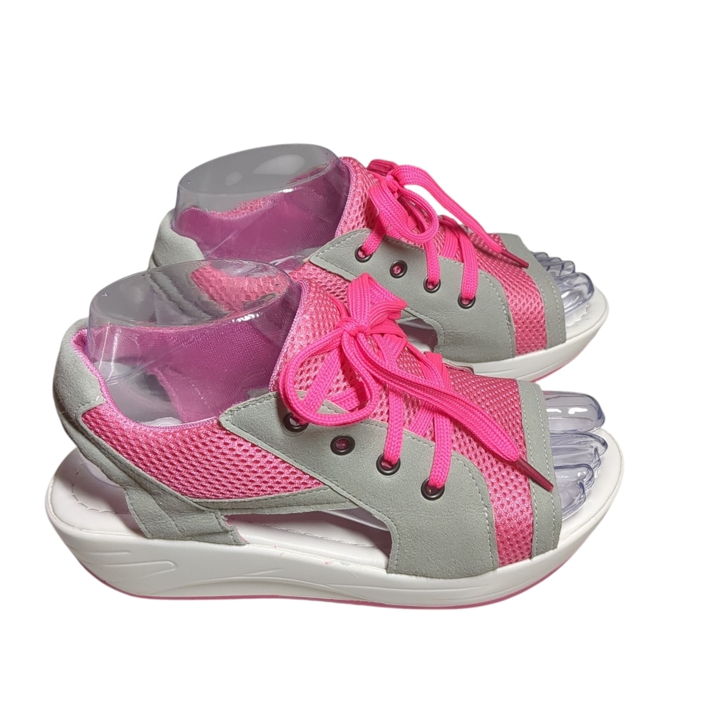 Platform Pink And Grey Comfortable Sandals Size 6.5